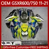 حقن الجسم لسوزوكي GSXR-600 600CC 750CC GSXR 600 750 CC K11 11-21 121NO.6 GSXR600 GSXR750 11 12 13 14 15 16 GSXR-750 2017 2018 2019 2020 2021 FAINTERS أزرق أصفر