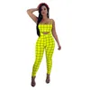 Kobiety 2 Piece Spodnie Zestawy Letnie Designer Odzież 2022 Plaid Printed Crop Tops Kombinezony Garnitury Slim Sexy Sling Sportwear