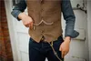 Iş Erkek Takım Elbise Yelek Yaka V Yaka Yün Balıksırtı Rahat Kahverengi Yelek Rahat Resmi Sağdıç Ceket Düğün Için 220725