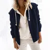 Women's Jackets Women's Running Jacket Women Full Zip Long Warm Fashion Solid Color Womens Sweater Front Fleece Hoodie