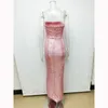 Платья для вечеринок розовая без бретелек с высокой щелью с тонкой скидкой без спины