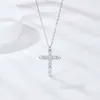 BOEYCJR 925 Silver D color 066ct 25mm Moissanite VVS1 Cross Pendant Necklace for Women or Men