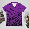 Men's Polos Black Bat Print Casual T-Shirts Spooky Halloween Shirt Turn-Down Collar Streetwear Summer Men -Shirts OversizeMen's Men'sMen's