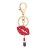 Keychains Sexy Elegant Women Crystal Lips Costume Keychain For Girls Lipstick Bag Dress Banquet Accessories Alloy KeychainKeychains Fier22