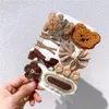 헤어 액세서리 9pcs/lot cute bear clips 아기 소녀 유아용 Bowknot 니트 클립 핸드 밴드 안티브 립 아이 Wholesalehair