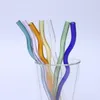 8x200 mm herbruikbare Eco borosilicaatglas rietjes Hoge temperatuurbestendigheid Helder gekleurde gebogen rechte melkcocktail Stra4269810