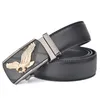 Toppkvalitet Mens Business Belts Betyg Eagle Leather Automatisk Buckle Dress Belt för män Klassiskt lyxparti Bröllop Midjeband Korean Style Black Brown