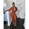 Women's Jumpsuits & Rompers Autumn Printed Long Sleeve Full Jumpsuit Skinny Women Bodycon Zipper Playsuit Sprot Fitness Overalls Femme