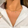 Pendentif Colliers Ingemark Vintage Cristal Perle Ronde Coin Collier Pour Femmes Simple Charme Clavicule Mince Chaîne Boho Bijoux AccessoiresPend