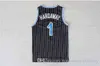 최고의 품질 스티치 #1 Hardaway Jersey Retro Blue Black Black Cheap 남자 농구 유니폼 자수 S NCAA College