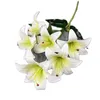 ONE Giglio di fiori finti (6 teste/pezzo) 28 "Lunghezza Simulazione Real Touch Lilium per fiori artificiali decorativi per la casa di nozze