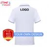 Polo personalizzate per uomo Camicia da lavoro con colletto slim fit Business Casual Golf Top Abbigliamento in tinta unita con stampa a strisce 220722