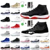 Jumpman 11 Bred Jubilee 25th Anniversary 11s Outdoor Chaussures Cool Grey Concord Citrus Metallic Gold Cap and Gown Hommes Baskets Femmes