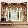Коврики с цветами цветочники дешевая полиэстера ткань печать садовая арка ландшафт искусство тапиз хиппи бохо настенный настенный одеял J220804
