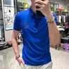 Erkekler Polo Kısa Kollu T-Shirt Bee Crown Diamond Rhinestone Son Yaz Trendi Erkek yaka tees genç yakışıklı tasarım tarzı mavi pamuklu adam giyim s-3xl