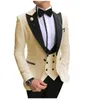 Men039s garnitury Blazers Men 3 sztuki Slim Fit Business Groom Szampan Szare białe smokowanie do formalnych garnituru ślubnego Pantie Blazer VE8909285