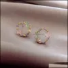 Charm oorbellen sieraden nieuwe collectie klassieke ronde groene kristal stud sweet flower cirlce juwelen modus brincos gif voor vrouwen drop leveren