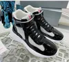 22s/s Americas Cup High-top Sneakers Shoes Men's Casual Walking Rubber Sole Men's Sports Mesh Fabric & Patent Leather Couple Trainer Discount Footwear