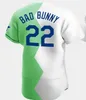 Man Maimi 94 Bad Bunny Baseball Jerseys with Puerto Rico Flag Patch ed San Diego 22 Badbunny Jersey Split Split White Green Size S-4XL Women Youth