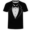 Gefälschte Zwei Stücke T-shirt Männer bowknot Rose gentleman T-shirt Sommer Lustige Kleidung Drucken Anzug Tops Mode Haut Engen 3d Tees Hemd L220704