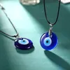 Blue Evil Eye Pendant Necklace for Women Black Wax Cord Chain Men Choker Jewelry Lucky Amulet Female Party Gift
