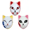 Demon Slayer Fox Party Masks Halloween Japońskie anime Cosplay Cosplay LED Masks Festival Festival Favor Props Fy7942