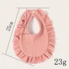 INS Simple baby bibs 100% cotton Solid Color Ruffles Design Girl Infants Baby Feeding Bib 15 Colors