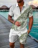 Men's Tracksuits Men's Piece Suit Beach Men's Hawaiian Activewear Short Sleeve Zip Shirt Shorts Set Casual StreetwearMen's