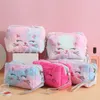 Borsa cosmetica per gatti in pelliccia per donna Borsa per trucco per ragazza in peluche Custodia per bellezza femminile Borsa da viaggio portatile per trucco da toilette