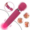 Female Masturbator sexy Toys For Women 8 Modes Magic Wand Vibrators USB Rechargeable Dildos Nipple Clitoris Stimulator