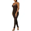 Y-L Sexy Mesh Leopard Women's Summer Jumpsuit Sling Clothing Backless Sleeveless Elegant Bodysuit Female 220513