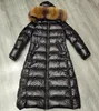 Vrouwen Lange Donsjack Bont Kap Jas Designer Nylon Parka Riem Zijzakken Rits Winter Warm Uitloper