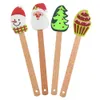 Nouveau noël manche en bois cuisine Fondant gâteau crème spatule Silicone beurre grattoir cuisine outils de cuisson Espatula Silicona