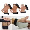 Handledsstöd Grips Crossfit Gymnastik Hand Grip Guard Palm Protectors Glove Brown Pull Up Barbell Tyngdlyftning 1 Par
