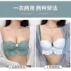 Bras Sets Non-marking Underwear, Small Chest, Flat Top Strapless Adjustment Type, No Steel Ring, Anti-sagging Bra And Panty Set