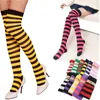 Chaussettes hautes rayées pour grandes filles, bas de printemps, Style japonais, zèbre, cuisses, couleurs, noël, Halloween