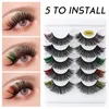 LASH -extensies Wimpersdoos 3D kleur wimpers extensie rood witte en groene wimpers nerts kleurrijke natuurlijk dikke make -up wimper pakket