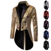 Shiny Gold Sequins Glitter Tailcoat Suit Jacket Male Double Breasted Wedding Groom Tuxedo Blazer Men Party Stage Prom Costume 220527