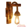 American Wood Retro Vintage Stair Aisle Corridor Decorative Hemp Rope Wall Lamp Bedroom E27 Bedside Light 220705