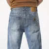 Байкерские джинсы с нашивками, мужские тонкие мотоциклетные мужские винтажные джинсовые брюки с потертостями254E