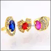 Band Rings Jewelry 30Pcs Mticolor Resin Stone Vintage For Women Men Fashion Gold Fl Rhinestone Crystal Ri Dh0Gt