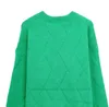 2022 Nieuwe B Green Check Round Neck Sweater Damesvak Loose Lazy Wind Long Sweater Fashion