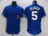 Film College Baseball indossa maglie cucite 5 CoreySeager Slap Tutto cucito Numero Nome Away Sport traspirante Vendita Uomo di alta qualità
