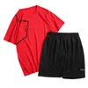 Ensemble de vêtements de sport pour hommes, chemise de sport à manches courtes, costume 2 pièces pour football, gym, fitness, t-shirts et shorts, ensembles 220607