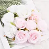 30st White Rose Artificial Silk Flowers Heads Diy Flower Wall Wedding Decoration Accessories Scrapbooking Fake Flower Head 220527