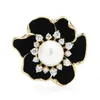 Pins Brooches Wuli&baby Pearl Enamel Flower For Women Red Black Czech Rhinestone High Quality Beauty Office Party Brooch PinsPins Kirk22