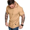 T-shirts pour hommes Penjiag T Shirt Hommes Manches courtes Street Wear T-shirts à capuche Été Automne Sportwear Vêtements pour hommes Couleur unie Slim CasualMen '