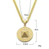 Hip Hop Altın Mısır Piramit Kolye Tahsisi Buzlu Altın Kaplama Paslanmaz Çelik Zincir