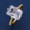 Обручальные кольца Dainty Round Big Zircon Vintage Gold Cring Charm Женский квадратный хрустальный камень для женщин роскошная группа обруча