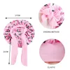 Kids Satin Cap Floral Mönster Bonnet med Stretch Band Tie Head Wrap Baby Night Sova Hat Soft Headcover Söt Huvudbonader Hårvårdslock